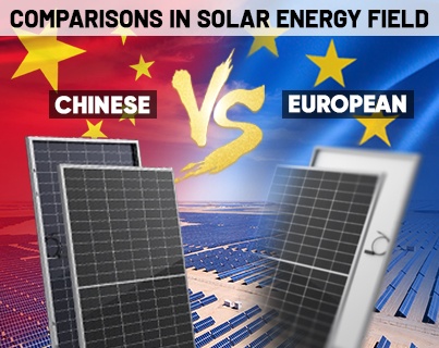 Comparações de módulos solares europeus e chineses